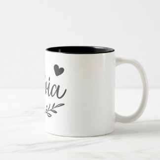 Bicolor Taza con el nombre Olivia – Nombre inglés personal