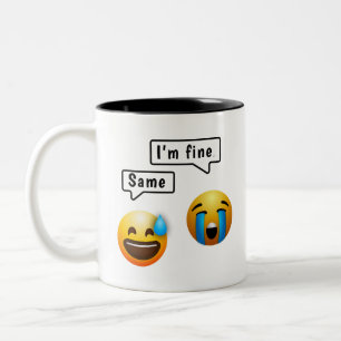 Bicolor Taza con Emoji de Cara Sonriente Adorable