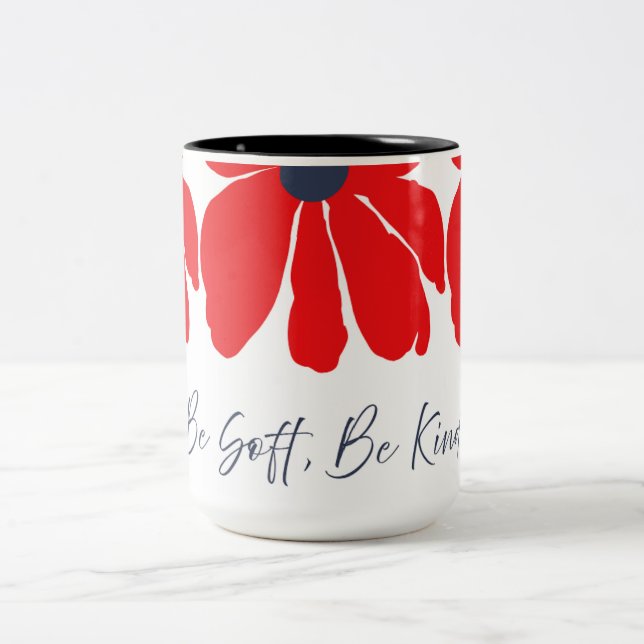 Bicolor Taza con estampado floral rojo (Centro)