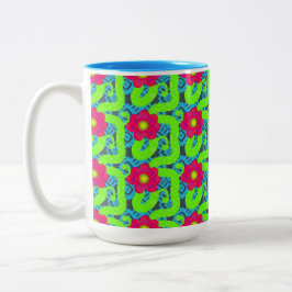 Bicolor Taza con estampado floral tropical