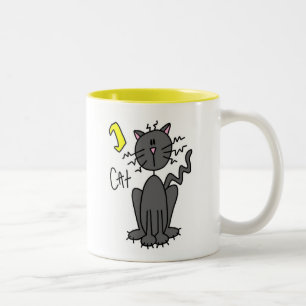 Bicolor Taza con figura de gato negro de Halloween