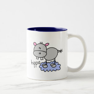 Bicolor Taza con figura de hipopótamo