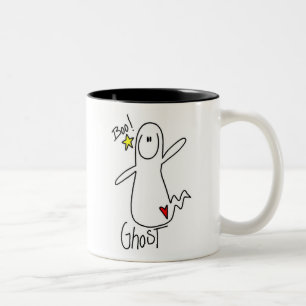 Bicolor Taza con figura de palito de fantasma de Halloween