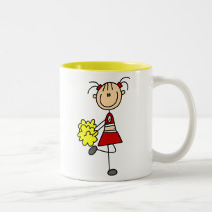 Bicolor Taza con figura de porrista