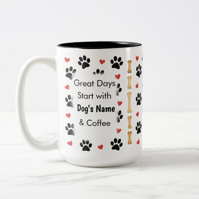 Bicolor Taza con foto de perro personalizada – Imagen de m (Izquierda)