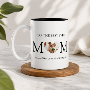 Bicolor Taza con foto del corazón para la mejor mamá – Per