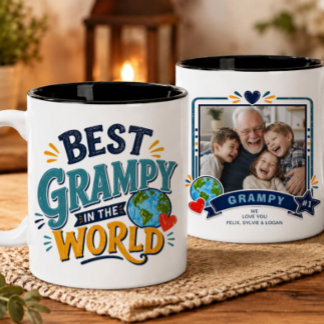 Bicolor Taza con Foto del Mejor Grampy del Mundo