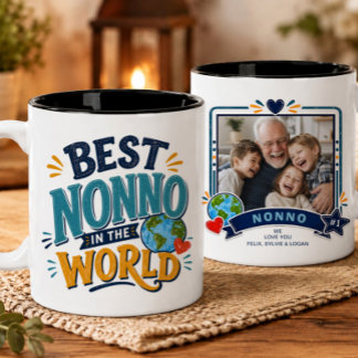 Bicolor Taza con Foto del Mejor Nonno del Mundo