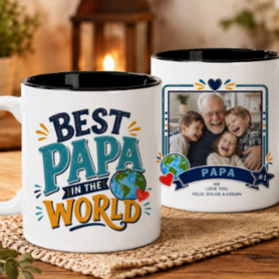 Bicolor Taza con Foto del Mejor Papá del Mundo