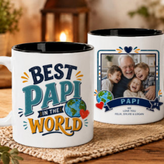 Bicolor Taza con Foto del Mejor Papi del Mundo