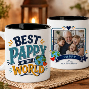 Bicolor Taza con Foto del Mejor Pappy del Mundo