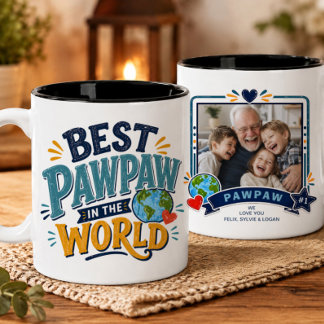 Bicolor Taza con foto del mejor Pawpaw del mundo