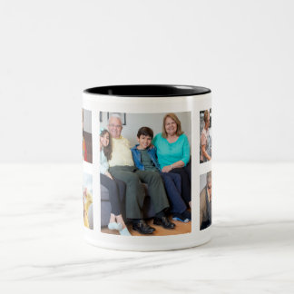 Bicolor Taza con foto familiar - Taza de café con collage