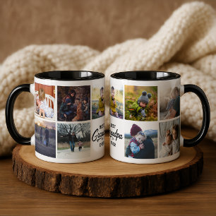 Bicolor Taza con foto personalizada del mejor abuelo