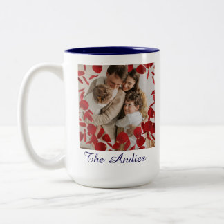 Bicolor Taza con Foto Unida por Apellido