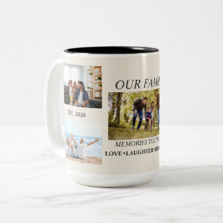 Bicolor Taza con Foto y Apellido Personalizado de la Famil