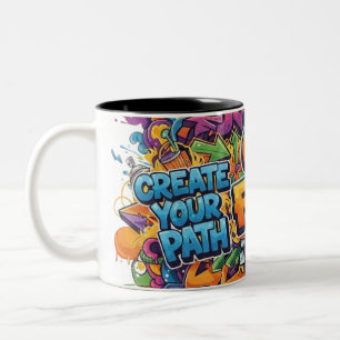 Bicolor Taza con grafiti "Crea tu camino"