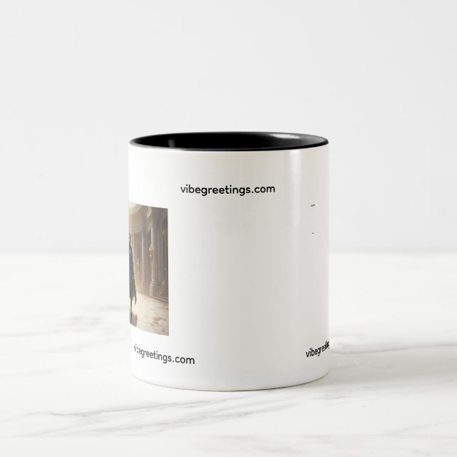 Bicolor taza con imagen y texto (Centro)