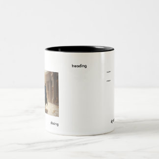 Bicolor taza con imagen y texto