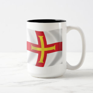 Bicolor Taza con la bandera de Guernsey