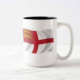 Bicolor Taza con la bandera de Sark