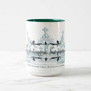 Bicolor Taza con la cita "Las reinas no ruegan" en verde