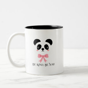 Bicolor Taza con lazo de panda lindo