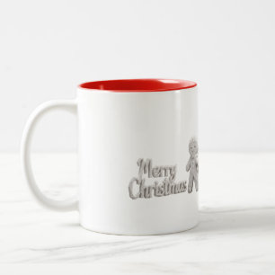 Bicolor Taza con letrero de Feliz Navidad de pan de jengib