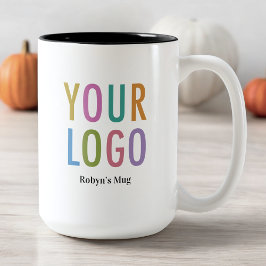 Bicolor Taza con Logo de Negocio Interior Negro 15 oz Nomb