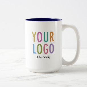 Bicolor Taza con Logo Interior Azul Marino para Negocios c