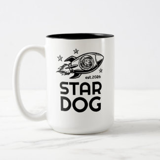 Bicolor Taza con logotipo apilado clásico de STARDOG en bl
