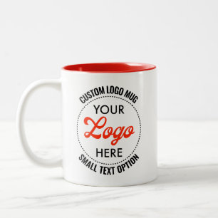 Bicolor Taza con logotipo de dos tonos y texto promocional
