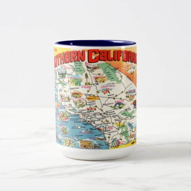 Bicolor Taza con mapa del sur de California (Centro)