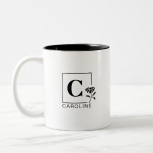 Bicolor Taza con Monograma de Margarita Elegante – Recuerd