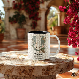 Bicolor Taza con monograma floral Boho Chic - Uma