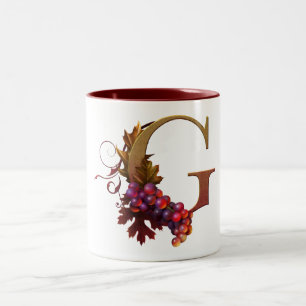 Bicolor Taza con monograma "G " del "ARS Botanica" de