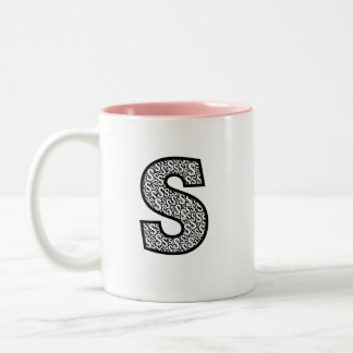 Bicolor Taza con monograma personalizado letra O minimalis