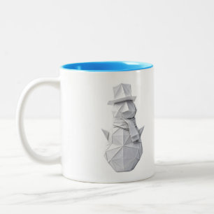 Bicolor Taza con muñeco de nieve de origami con sombrero d