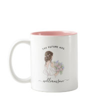 Taza con nombre de futura Sra. Novia en monograma 