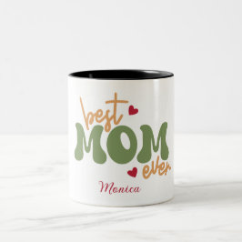 Bicolor Taza con nombre de guión personalizado Mejor mamá
