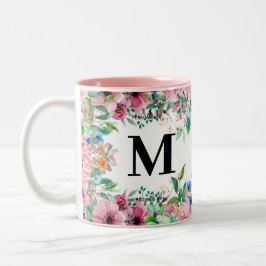 Bicolor Taza con nombre floral personalizado