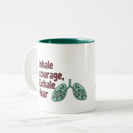 Bicolor Taza con nombre personalizado Inhala coraje Exhala