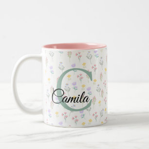 Bicolor Taza con Nombre Personalizado y Inicial