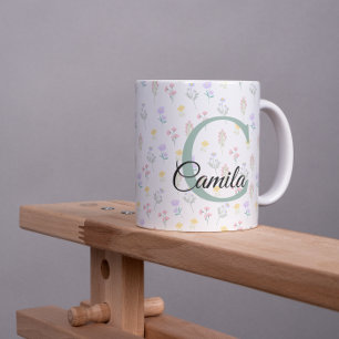 Bicolor Taza con Nombre Personalizado y Inicial