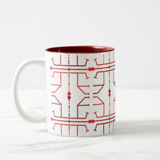Bicolor Taza con patrón abstracto de jeroglíficos