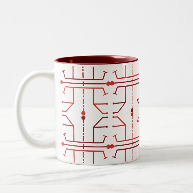 Bicolor Taza con patrón abstracto de jeroglíficos (Izquierda)