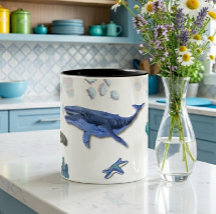 Taza con patrón de animales marinos de acuarela de