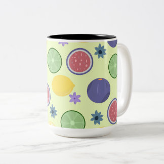 Bicolor Taza con patrón de cítricos – Limón, Higo y Lima