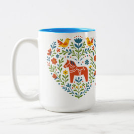 Bicolor Taza con patrón de corazón de caballo Dala de arte