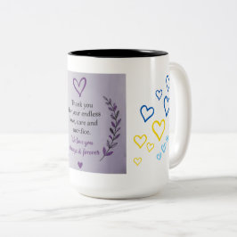 Bicolor Taza con patrón de corazón para el Día de la Madre